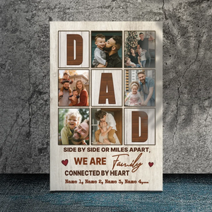 Customizable Family Canvas - Side by Side or Miles Apart, Connected by Heart