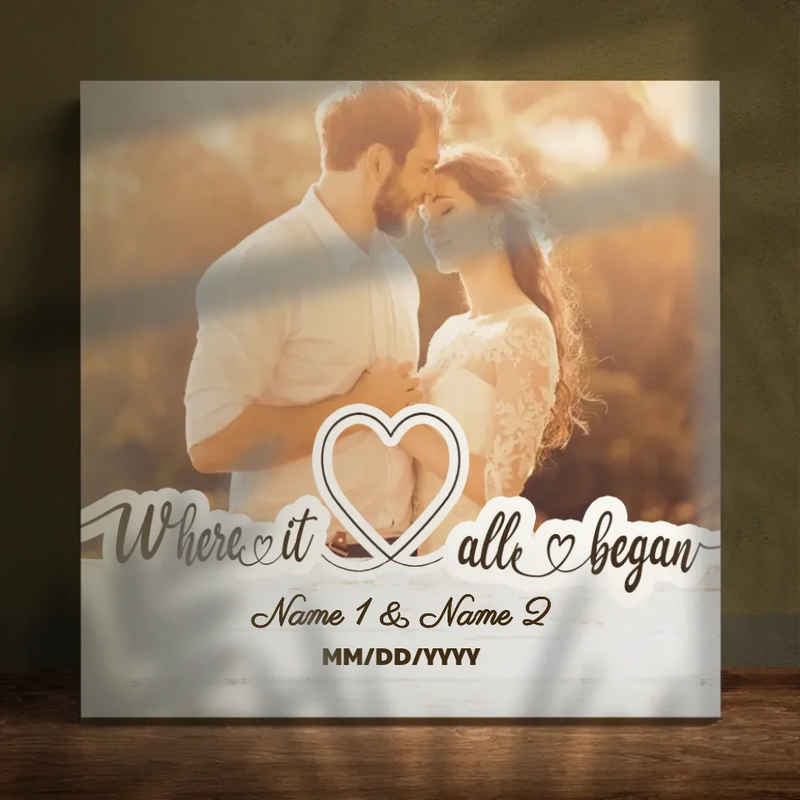 Customizable Canvas for Couples: Where It All Began - Perfect for Anniversaries