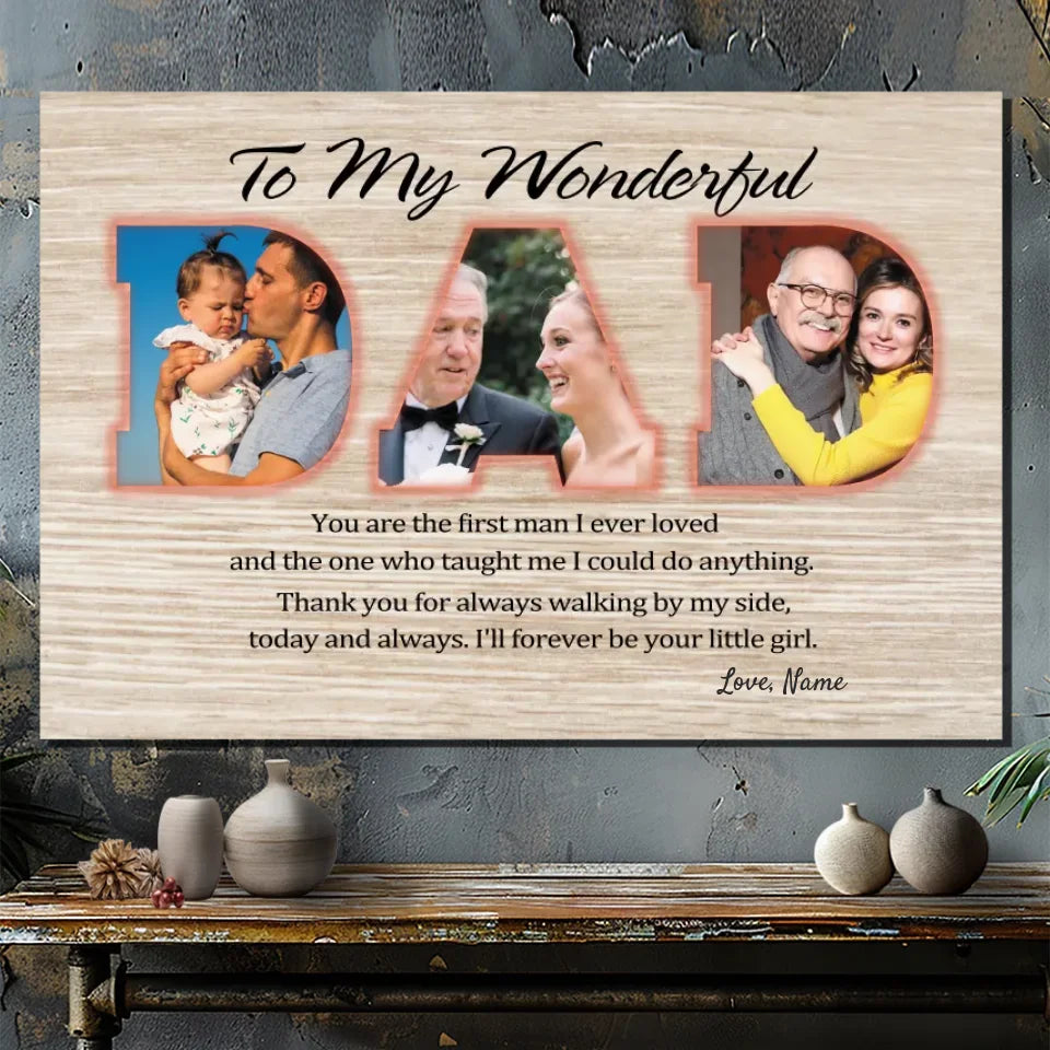 Personalized Father's Canvas Gift - Forever Your Little Girl Message