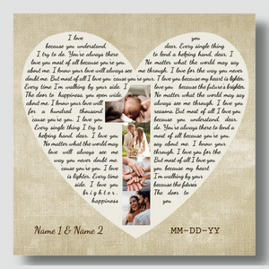 Personalized Heart-Shaped Love Letter Canvas - Gift for Couples | 89Prints