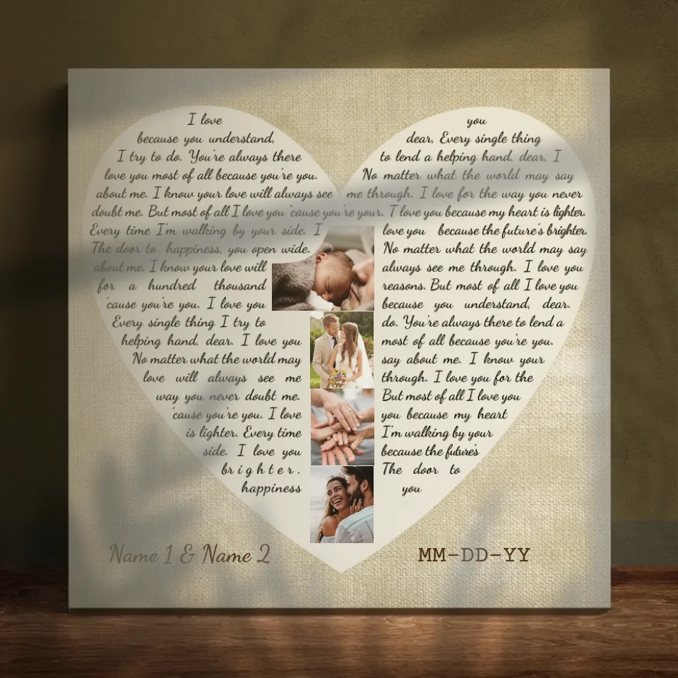 Personalized Heart-Shaped Love Letter Canvas - Gift for Couples | 89Prints