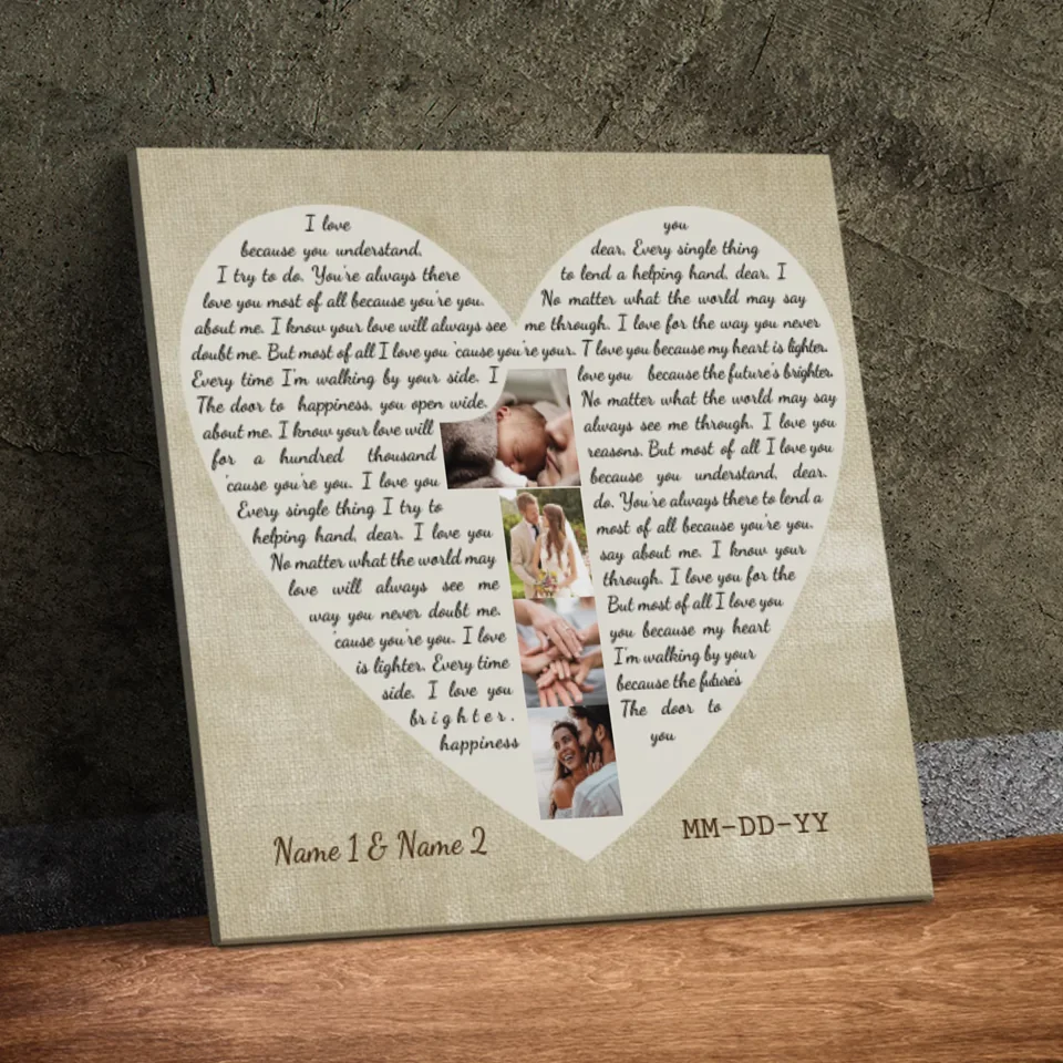 Personalized Heart-Shaped Love Letter Canvas - Gift for Couples | 89Prints