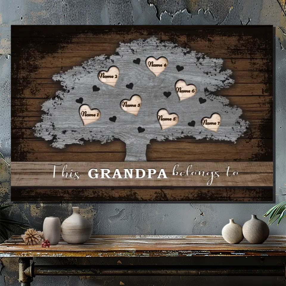Personalized Family Tree Canvas for Grandpa - Add Custom Names | 89Prints