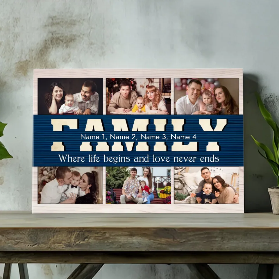 89Prints Customizable Family Canvas – Where Life Begins & Love Never Ends