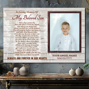 Custom Memorial Canvas for Your Beloved Son - Cherish His Memory