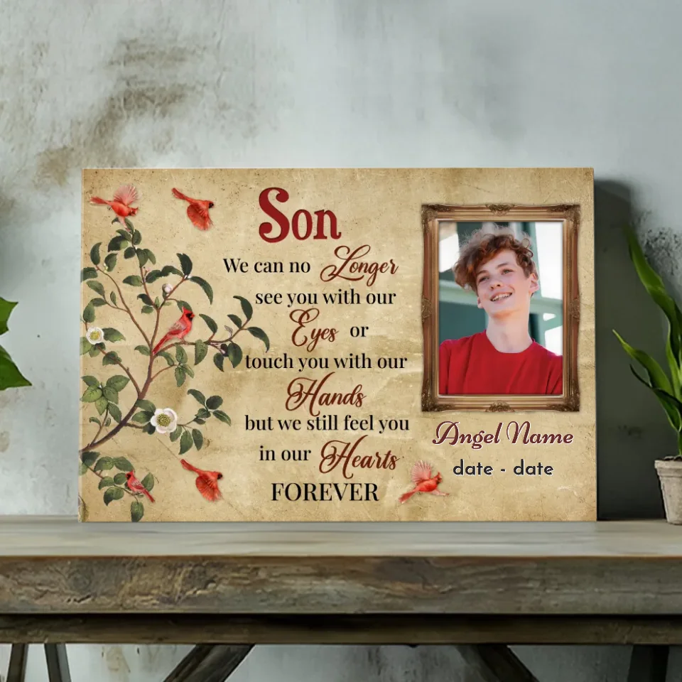 Forever in Our Hearts – Personalized Son Memorial Canvas | 89Prints