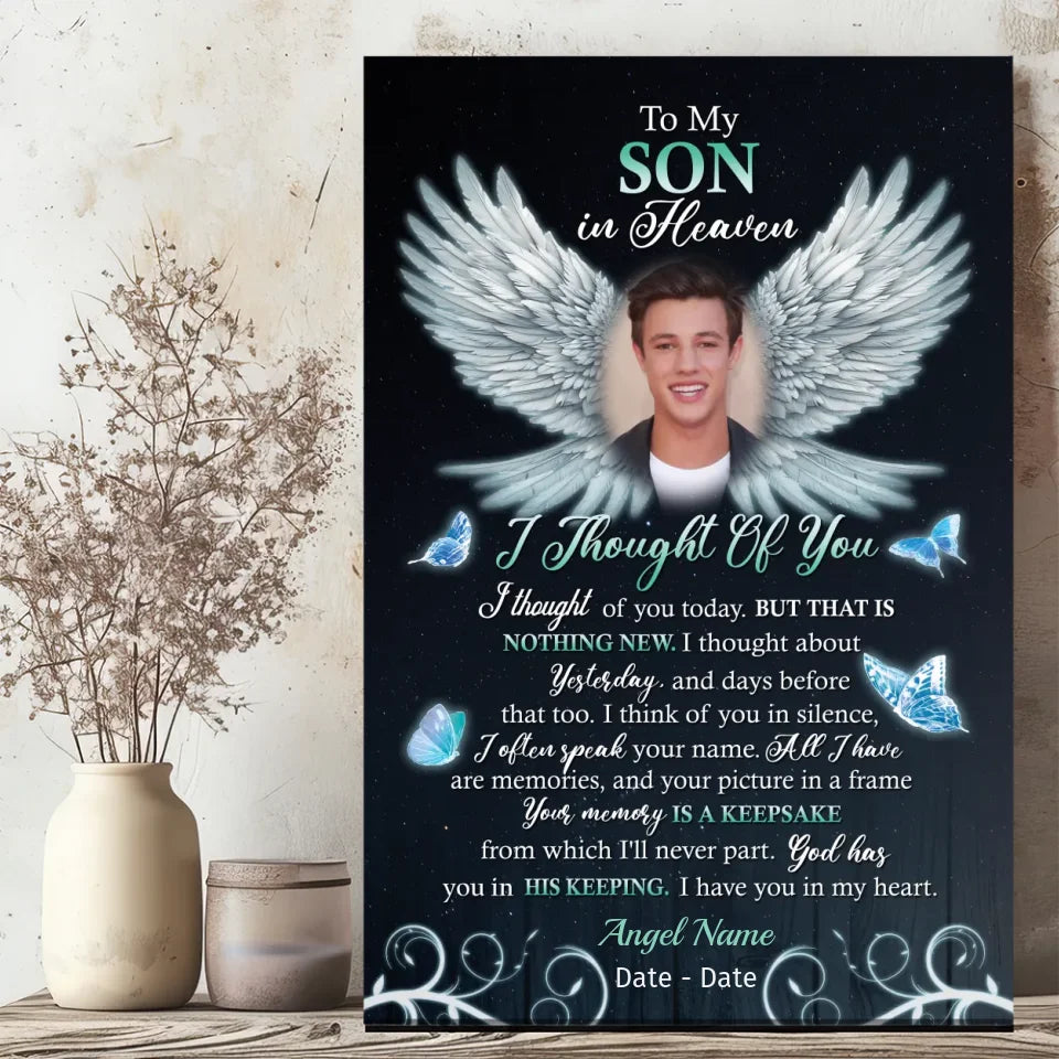 “To My Son in Heaven” Memorial Canvas – Personalized Tribute | 89Prints