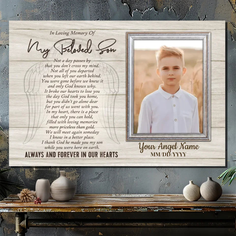 Heartfelt Custom Canvas in Loving Memory of Your Son – 89Prints