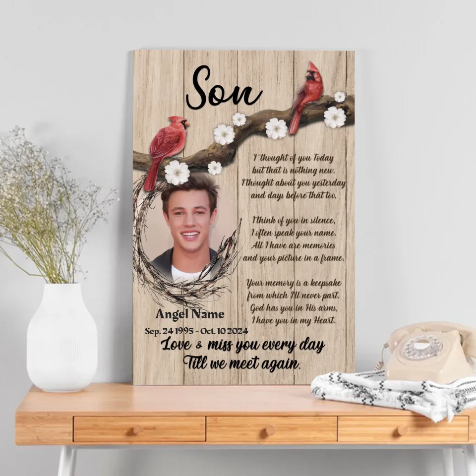 Cherished Custom Canvas Tribute for Your Son – Forever in Our Hearts – 89Prints