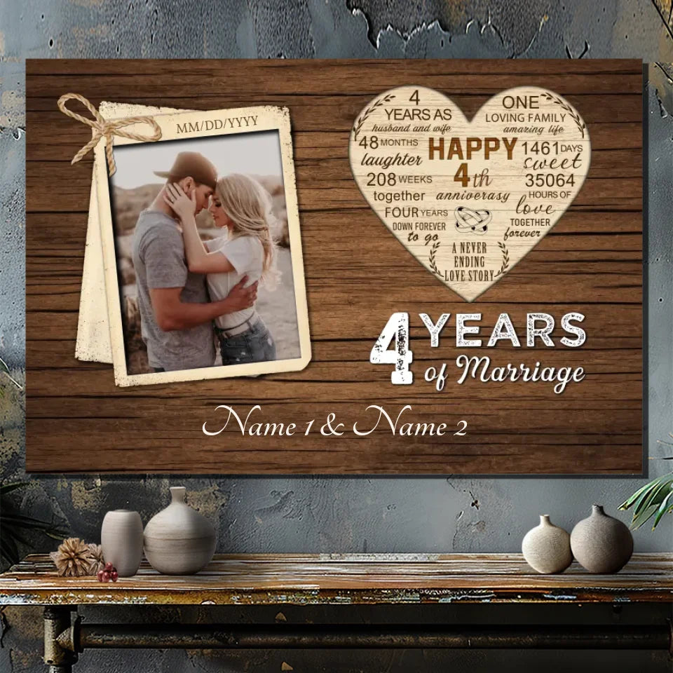 Custom 4th Anniversary Canvas - 