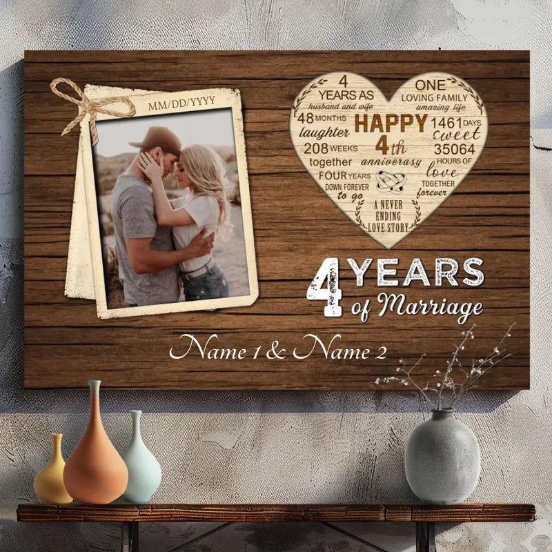 Custom 4th Anniversary Canvas - 