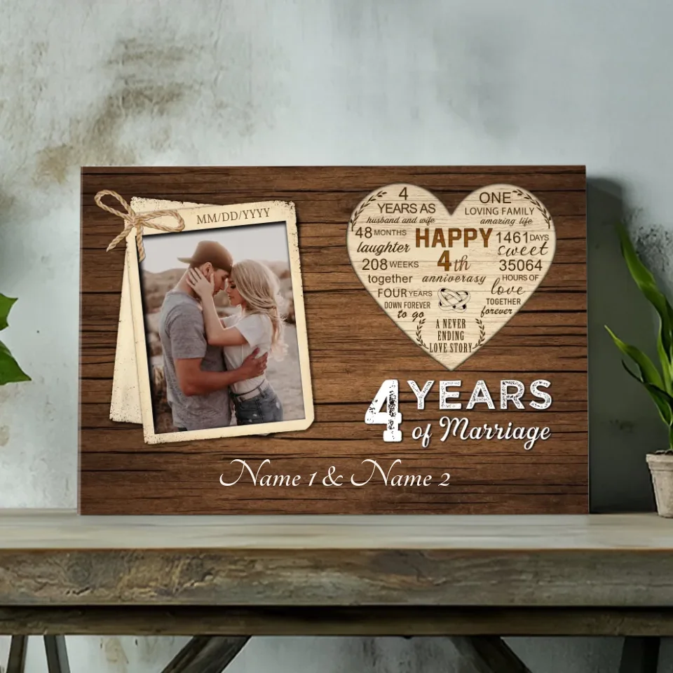 Custom 4th Anniversary Canvas - 