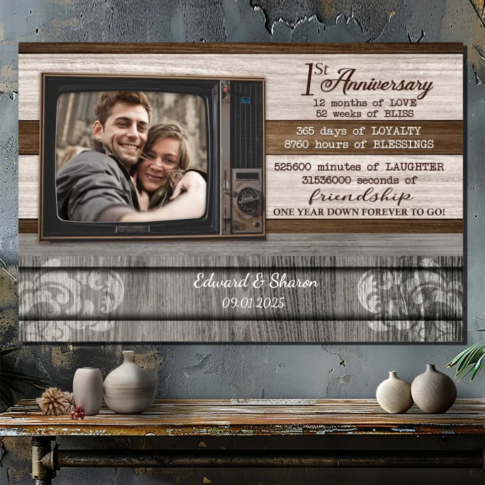 Custom Anniversary Canvas – Celebrate One Year of Love with Personalized Art