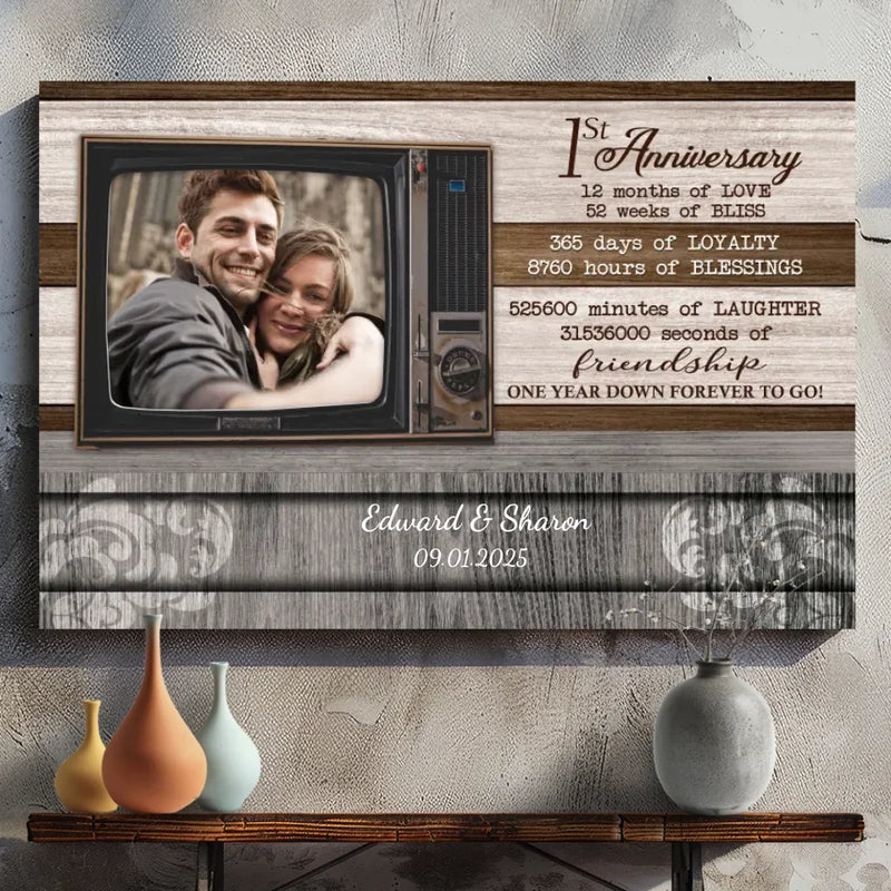 Custom Anniversary Canvas – Celebrate One Year of Love with Personalized Art
