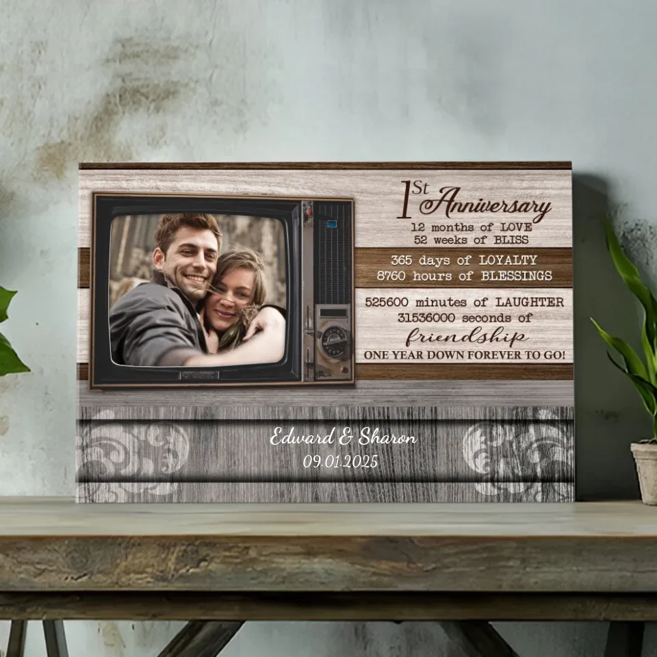 Custom Anniversary Canvas – Celebrate One Year of Love with Personalized Art