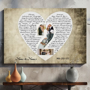 Custom Heart-Shaped Love Letter Canvas - Personalized Couple's Keepsake