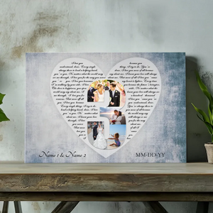 3rd Anniversary Custom Canvas - Personalized 4-Photo Collage with Names