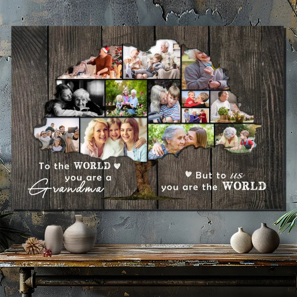 Personalized Family Tree Canvas for Grandma - You Are Our World | 89Prints