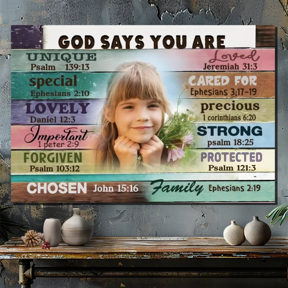 Personalized 'God Says You Are' Canvas for Daughters – Inspiring Christian Gift | 89Prints