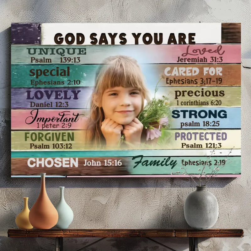 Personalized 'God Says You Are' Canvas for Daughters – Inspiring Christian Gift | 89Prints