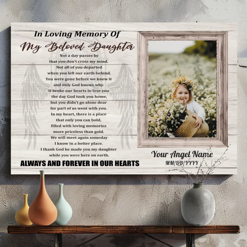 Personalized Canvas for Your Beloved Daughter's Memory - 89Prints