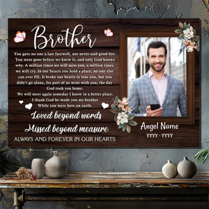 Heartfelt Brother Memorial Canvas - A Tribute to Lasting Love | 89Prints