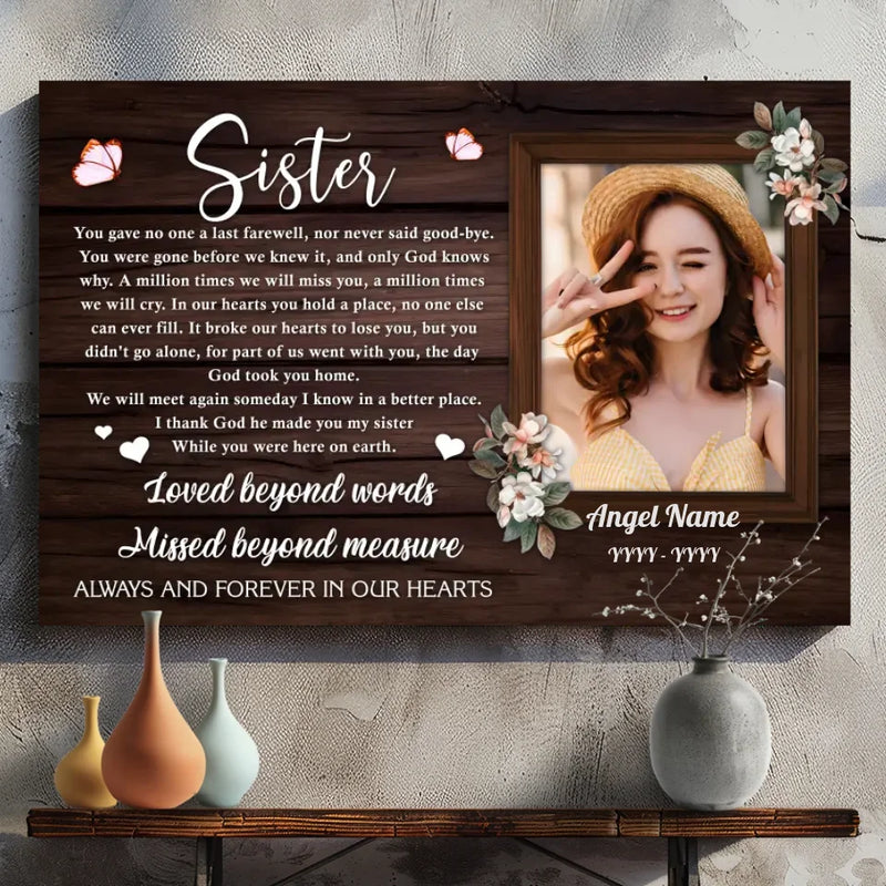 Memorial Canvas for a Beloved Sister – Personalized Tribute by 89Prints