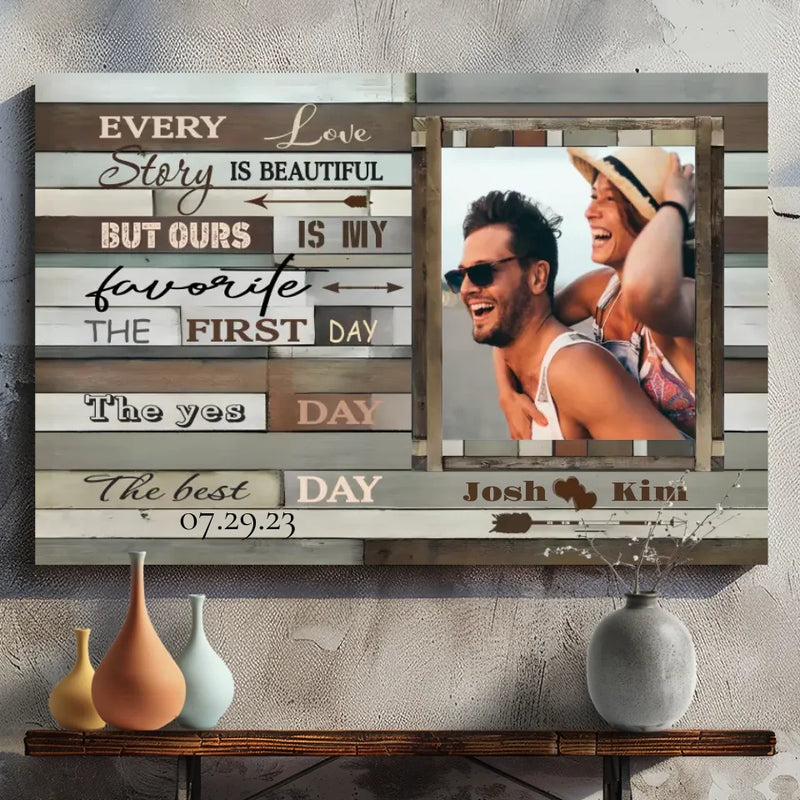 Customizable Wedding Canvas – Every Love Story is Beautiful – 89Prints