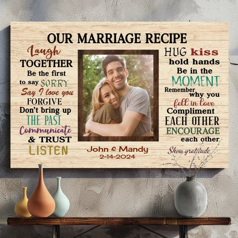 Customizable Wedding Canvas – Our Marriage Recipe for a Lasting Love | 89Prints