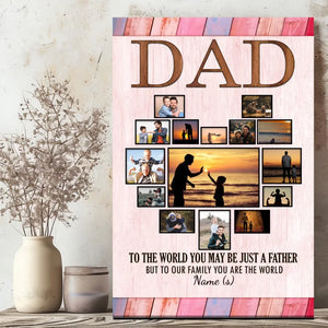 Custom Father's Day Canvas – Dad, You Are the World to Our Family
