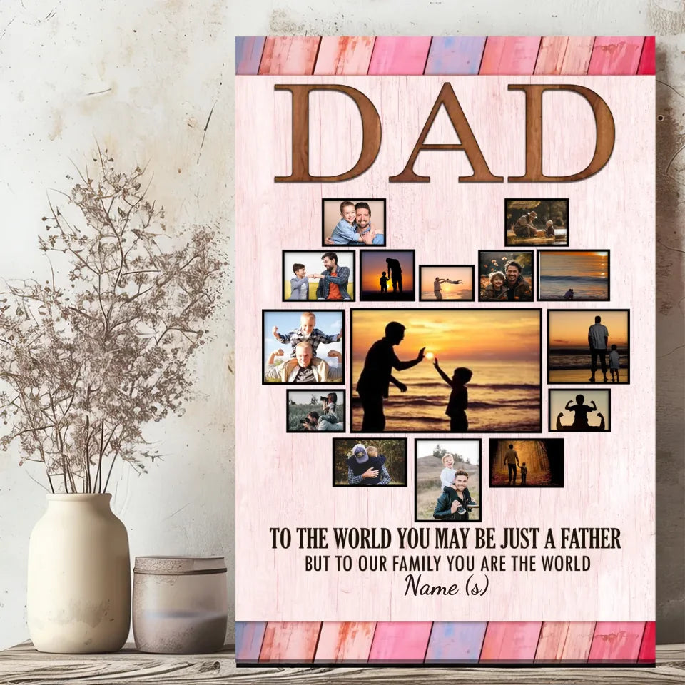 Custom Father's Day Canvas – Dad, You Are the World to Our Family