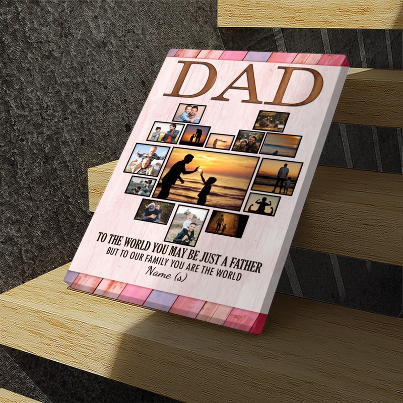 Custom Father's Day Canvas – Dad, You Are the World to Our Family