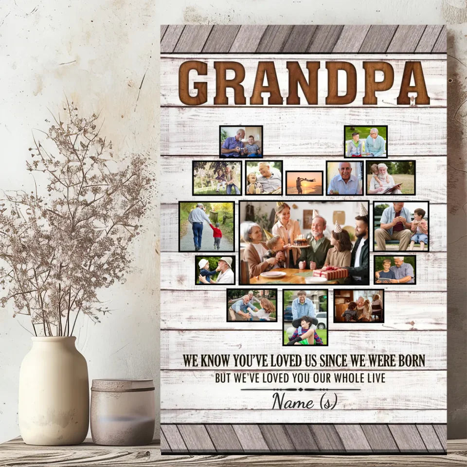 Heartfelt Grandfather Custom Canvas - Personalize with 15 Photos