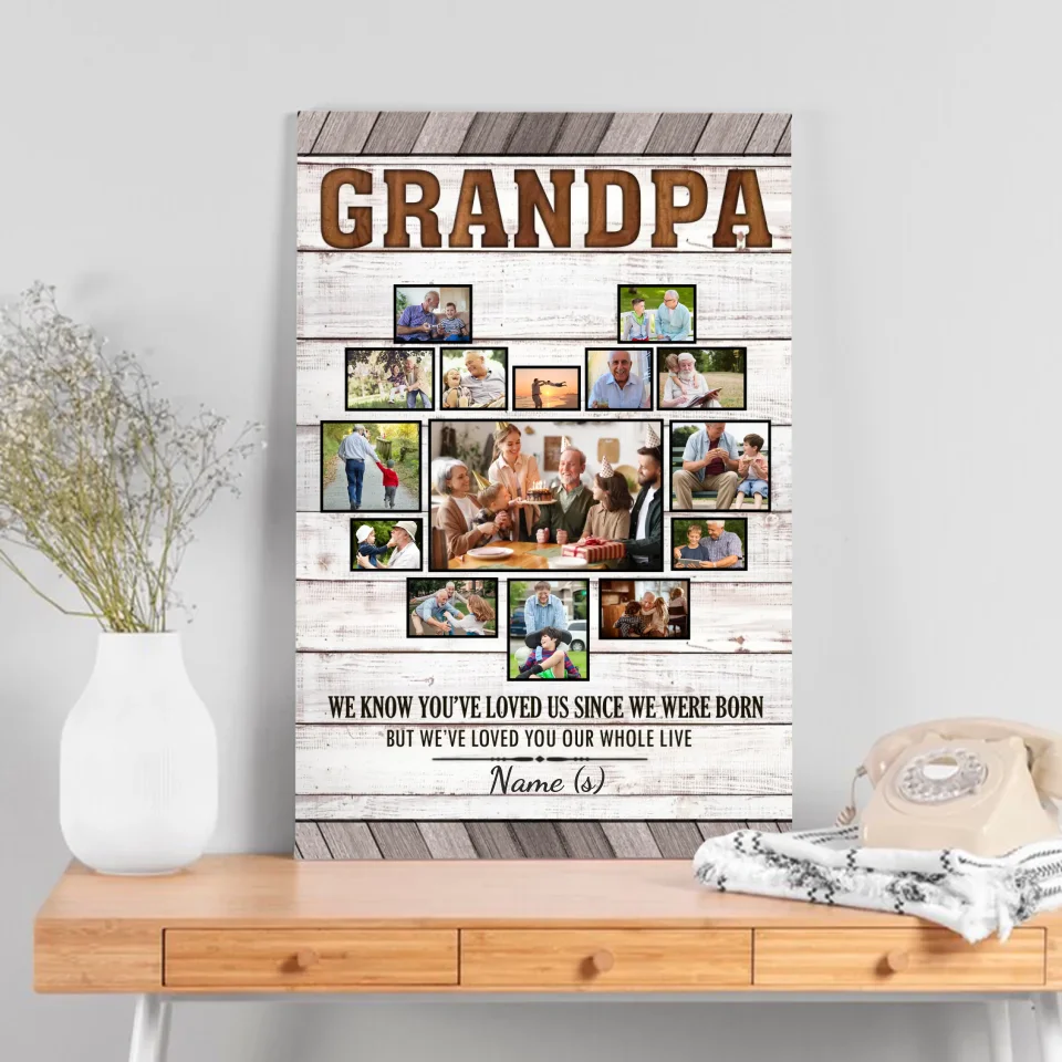 Heartfelt Grandfather Custom Canvas - Personalize with 15 Photos