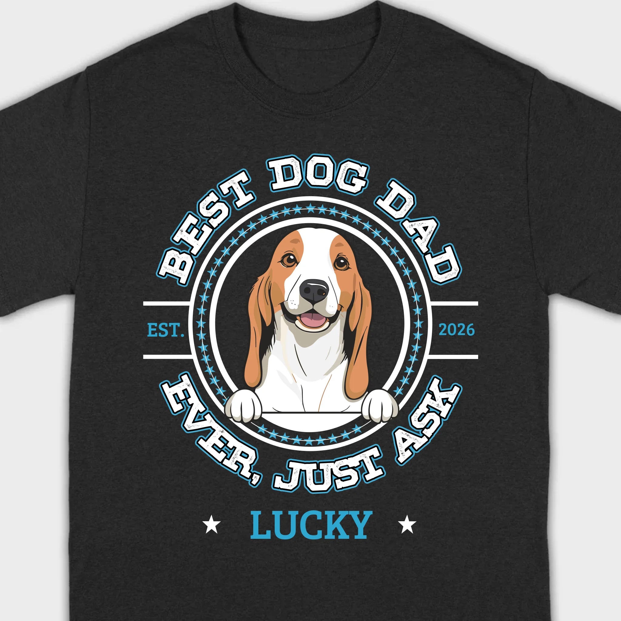 89Prints Custom Dog T-Shirt – 'Best Dog Dad Ever' Personalized with Your Dog's Name