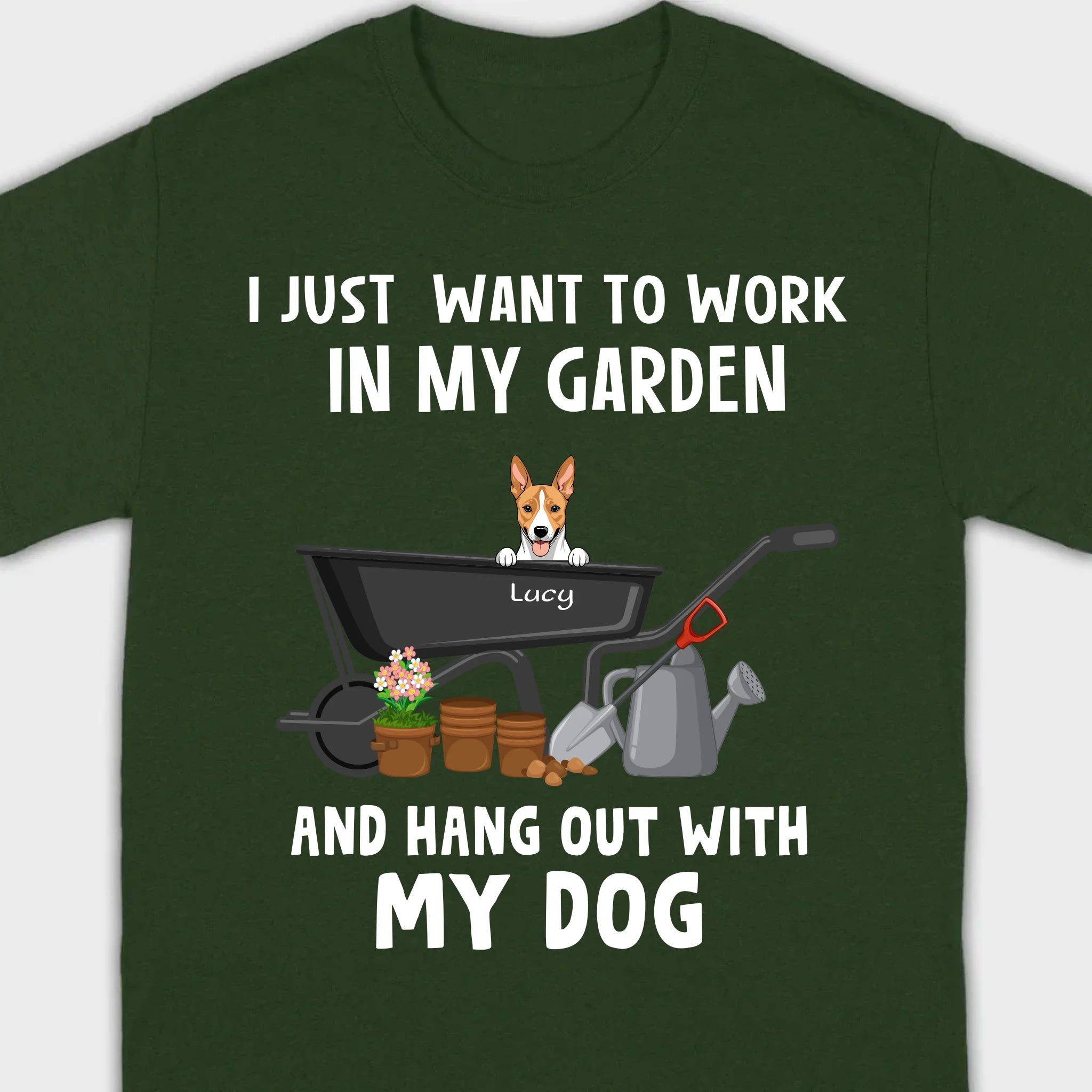 89Prints Custom Dog T-Shirt - 'Work in My Garden and Hang Out with My Dogs!'