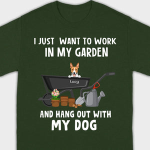 89Prints Custom Dog T-Shirt - 'Work in My Garden and Hang Out with My Dogs!'