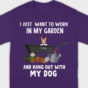 89Prints Custom Dog T-Shirt - 'Work in My Garden and Hang Out with My Dogs!'