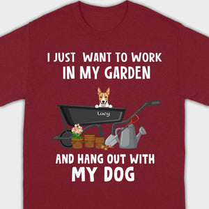 89Prints Custom Dog T-Shirt - 'Work in My Garden and Hang Out with My Dogs!'