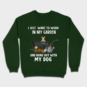 89Prints Custom Dog T-Shirt - 'Work in My Garden and Hang Out with My Dogs!'