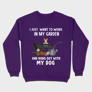 89Prints Custom Dog T-Shirt - 'Work in My Garden and Hang Out with My Dogs!'