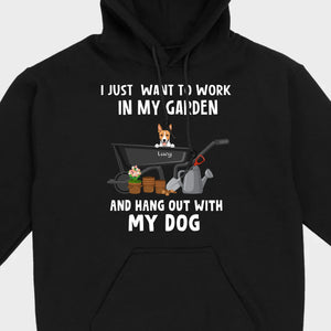 89Prints Custom Dog T-Shirt - 'Work in My Garden and Hang Out with My Dogs!'