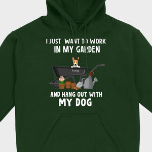 89Prints Custom Dog T-Shirt - 'Work in My Garden and Hang Out with My Dogs!'