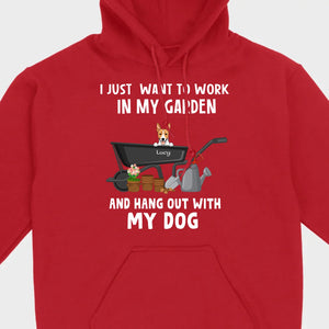 89Prints Custom Dog T-Shirt - 'Work in My Garden and Hang Out with My Dogs!'