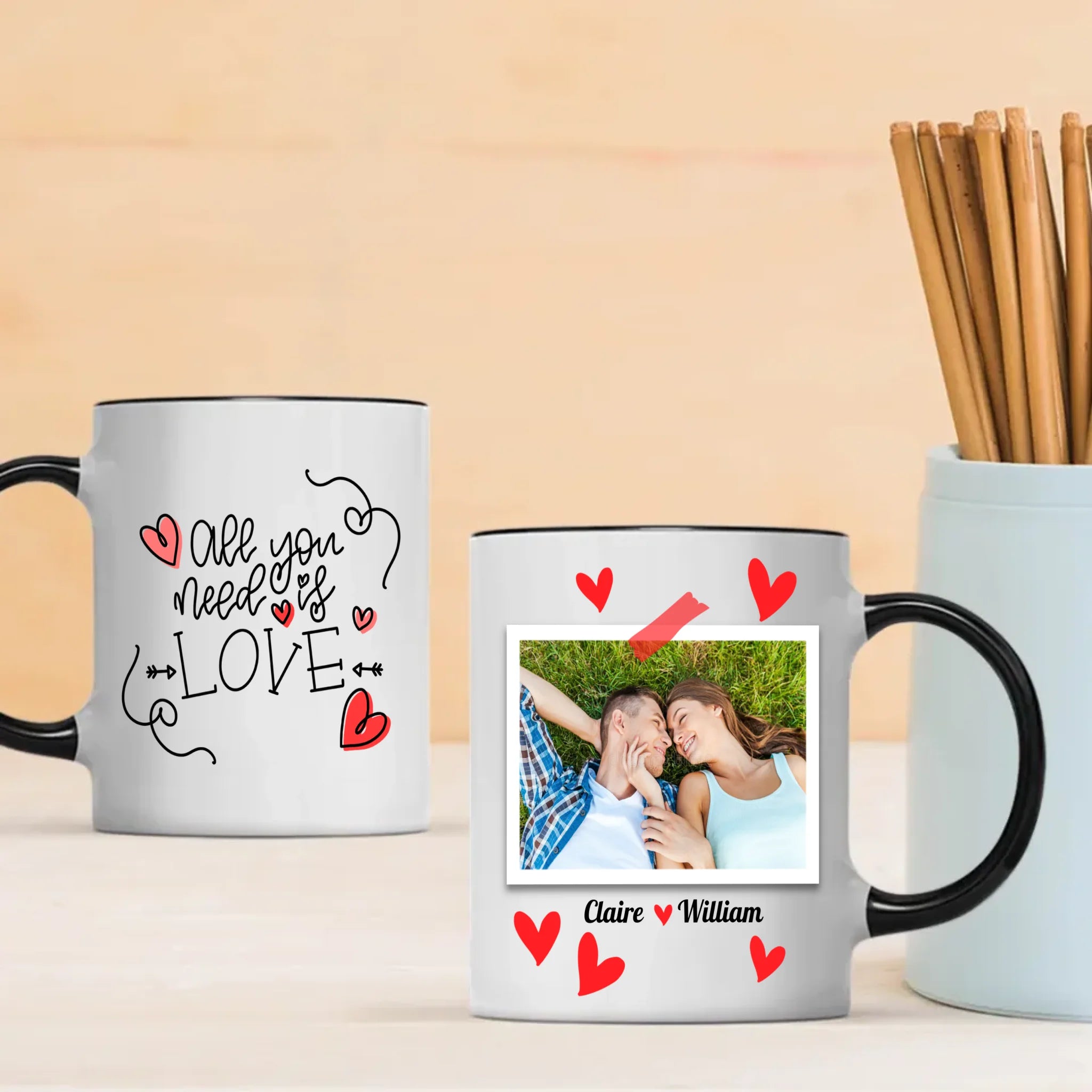 Romantic Gift for Couples Personalized Mug with Photo and Custom Design - 89Prints