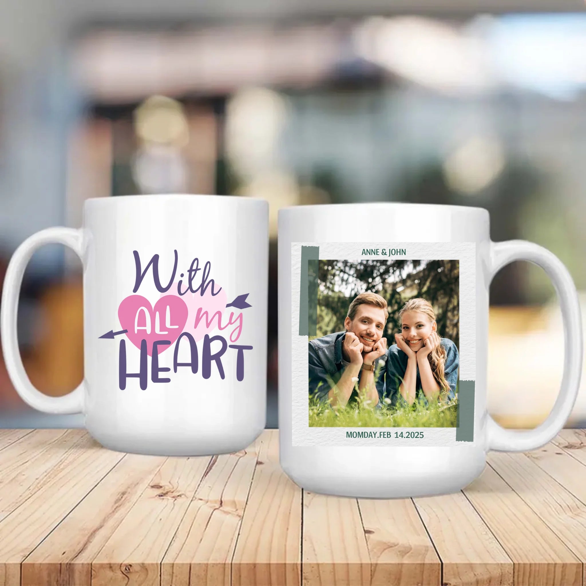 With All My Heart Custom Photo Mugs for Couples in Love A Perfect Personalized Gift