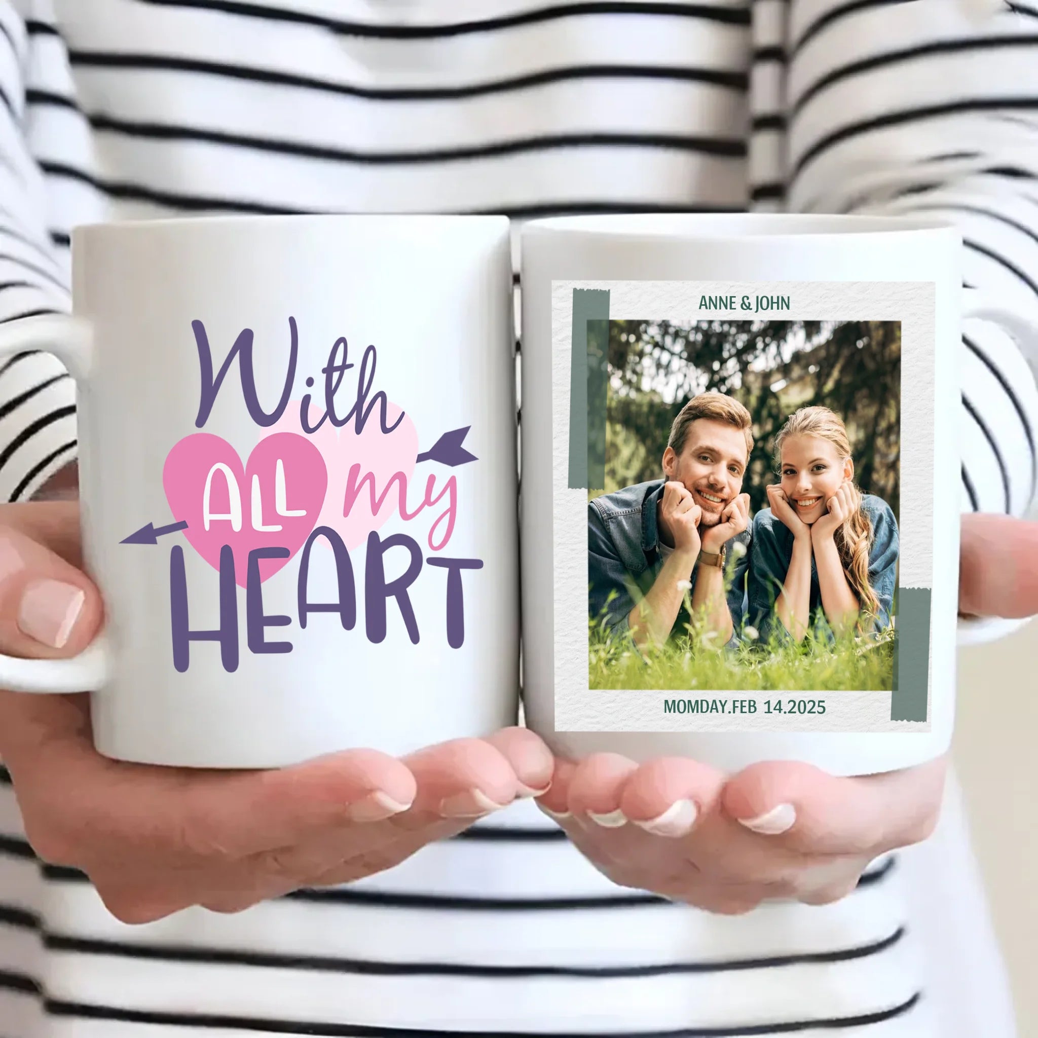 With All My Heart Custom Photo Mugs for Couples in Love A Perfect Personalized Gift