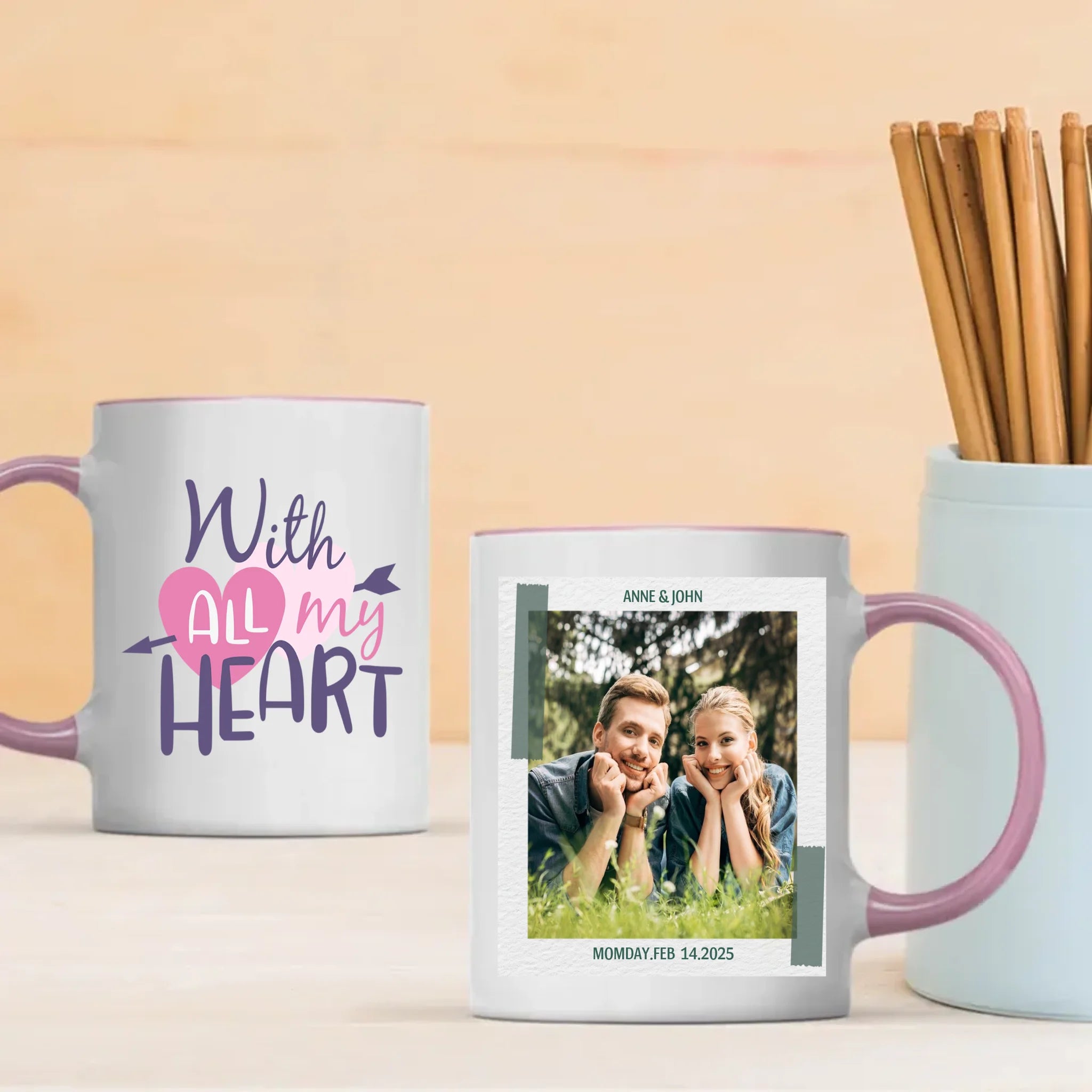 With All My Heart Custom Photo Mugs for Couples in Love A Perfect Personalized Gift