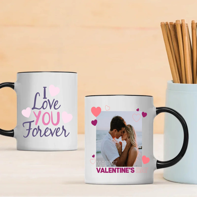 Love You Forever Custom Color-Trimmed Mug A Unique Valentine’s Day Gift for Your Loved One - 89Prints
