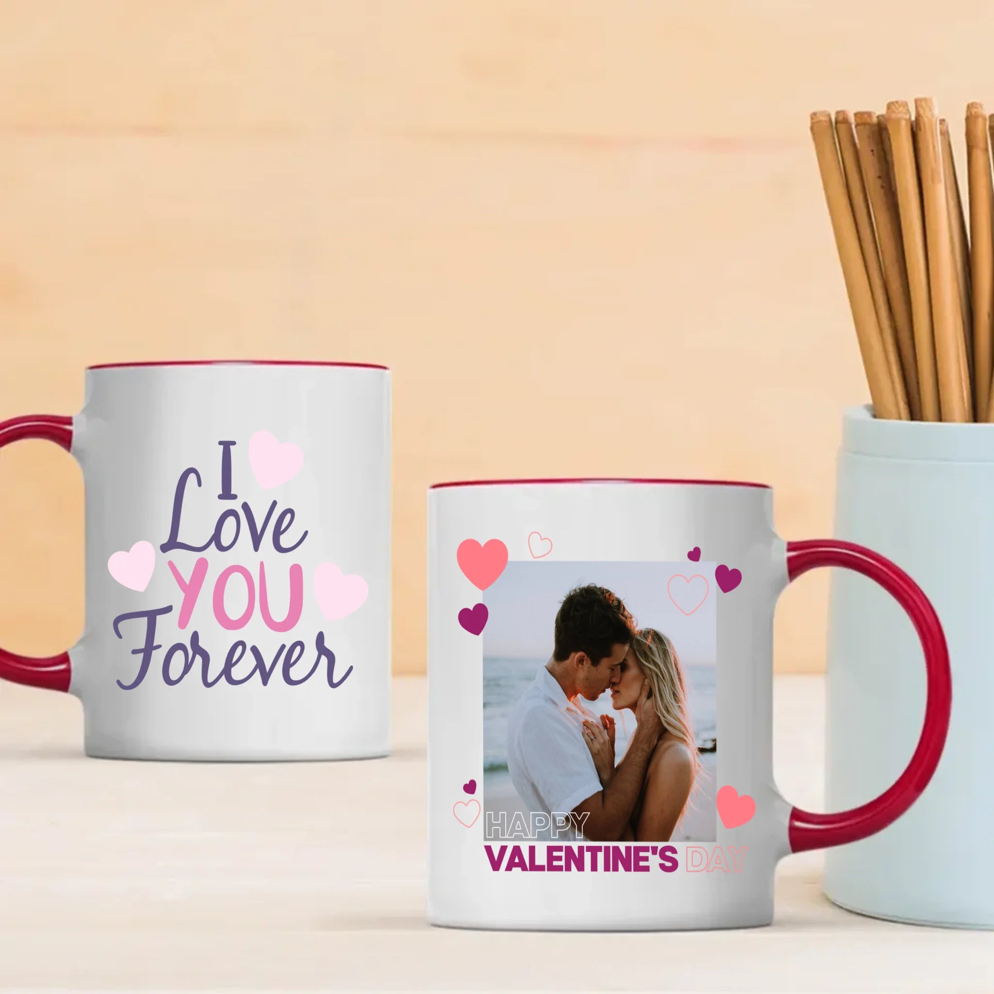 Love You Forever Custom Color-Trimmed Mug A Unique Valentine’s Day Gift for Your Loved One - 89Prints